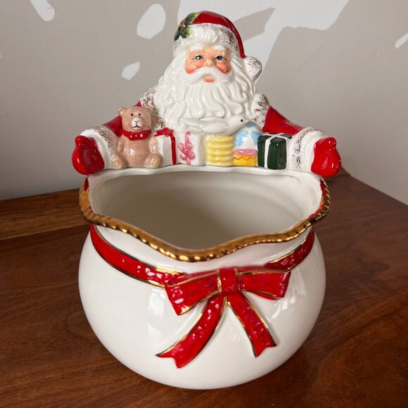 Spode "Christmas Tree" Santa Claus Bowl Candy Treat Nuts Holiday Decor Excellent - Picture 3 of 16